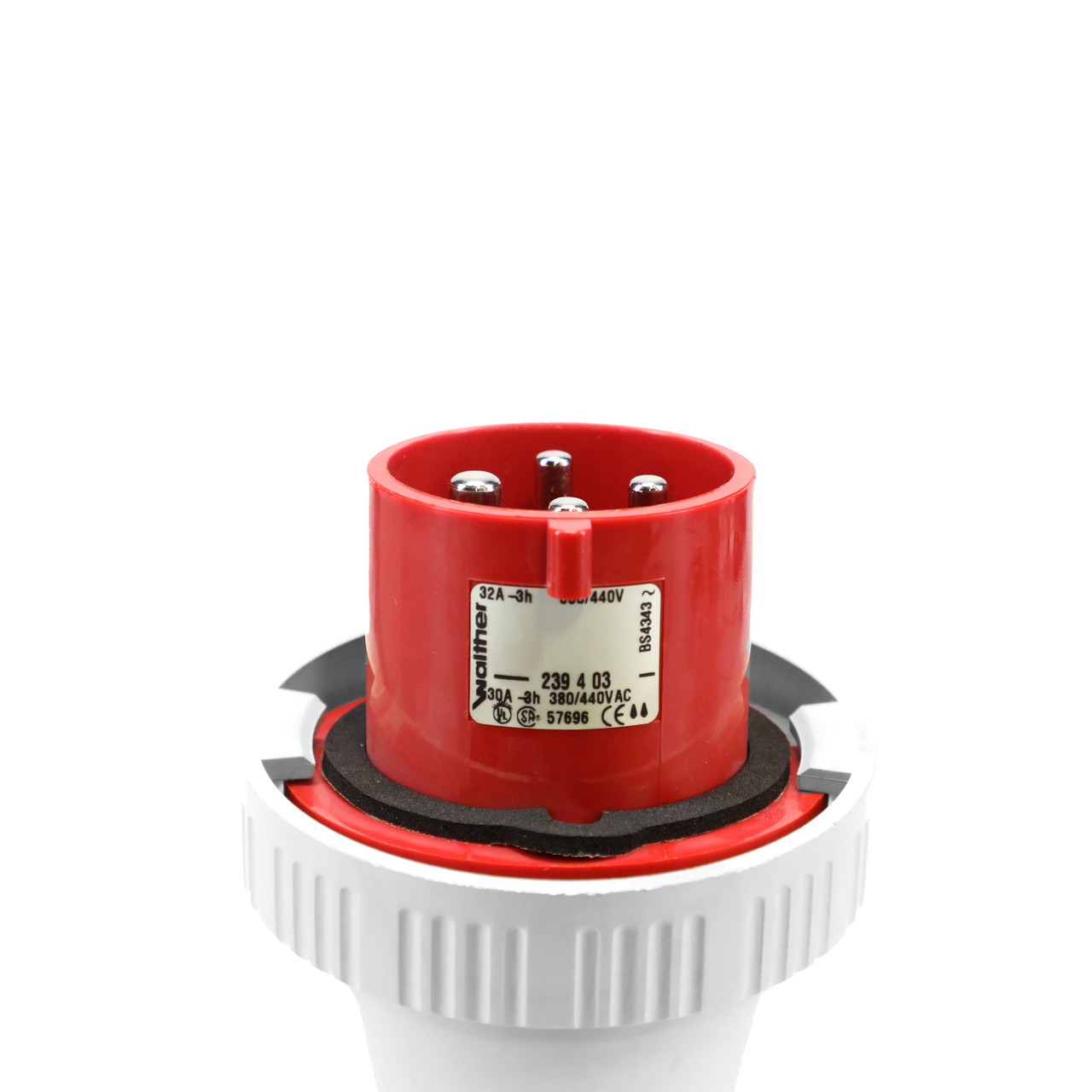 Walther Electric 239403 Pin and Sleeve Plug 32A 4 Wire 440 VAC 3Hr