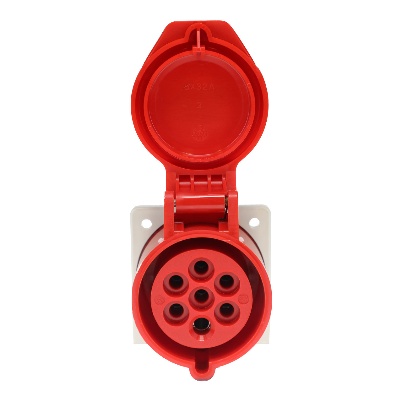 Walther Electric 431706 Pin and Sleeve Receptacle 32A 7 Wire 400 VAC 6Hr IP44 Splashproof - Industrial Grade IEC (Red)
