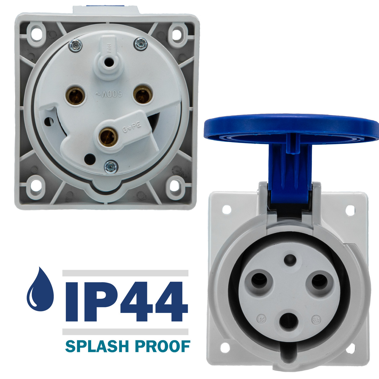 560306 Receptacle carries an environmental rating of IP44 Splashproof