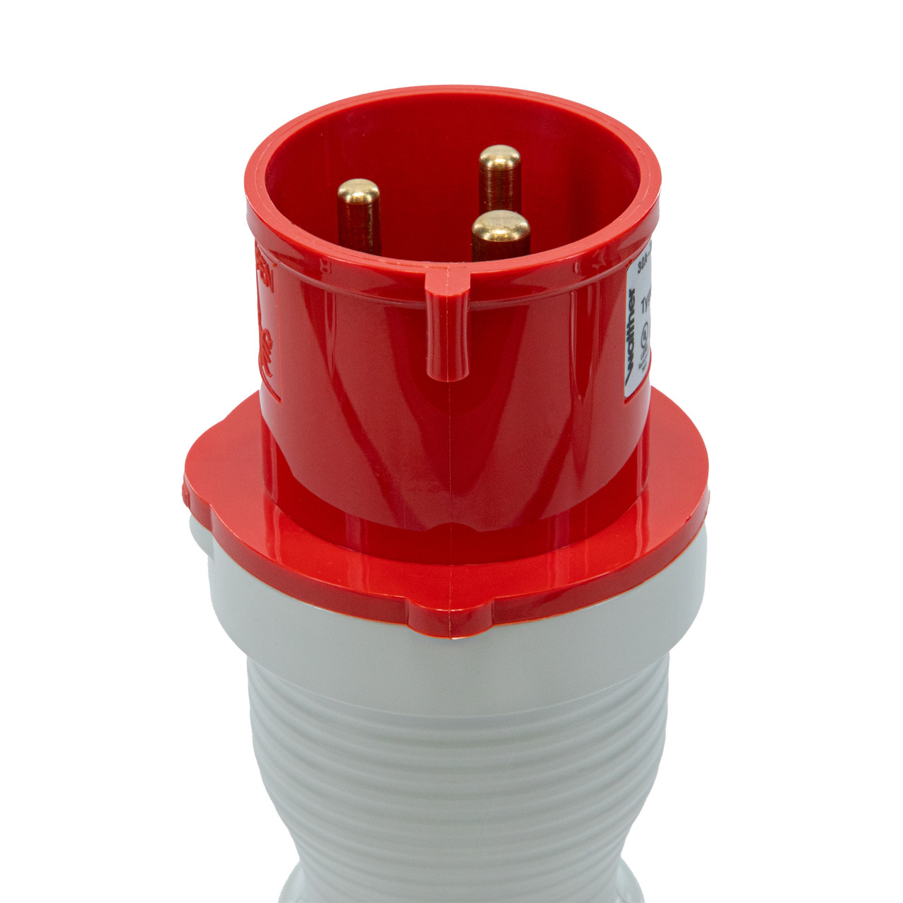 Walther Electric 230319 Pin and Sleeve Plug 30A 3 Wire 480 VAC 7Hr IP44 Splashproof - 330P7 Industrial Grade IEC (Red)