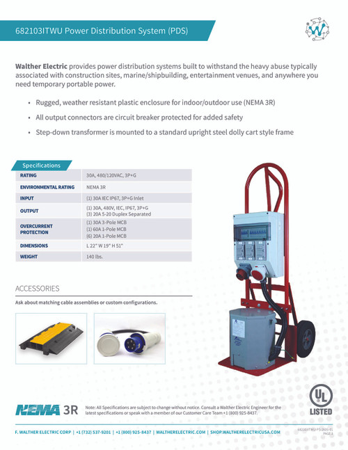 Walther Electric 682103ITWU Power Distribution System (PDS) Sales Sheet