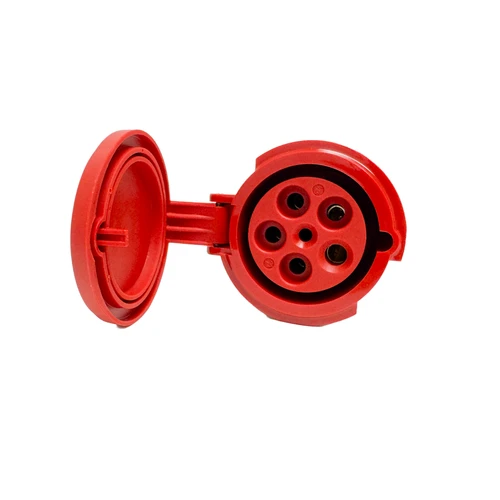 Walther Electric 360519 Pin and Sleeve Connector 60A 5 Wire 3ØY 277/480 VAC 7hr IP44 Splashproof - Industrial Grade IEC (Red)