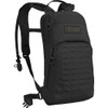 Camelbak M.U.L.E. 100oz Mil Spec Crux backpack, black tactical hydration pack with multiple compartments and adjustable straps.