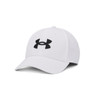 Under Armour Men's Blitzing Hat/Cap, white sports cap with black Under Armour logo on the front.