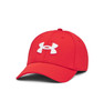 Under Armour Men's Blitzing Hat/Cap, a red athletic baseball cap with a white Under Armour logo on the front.