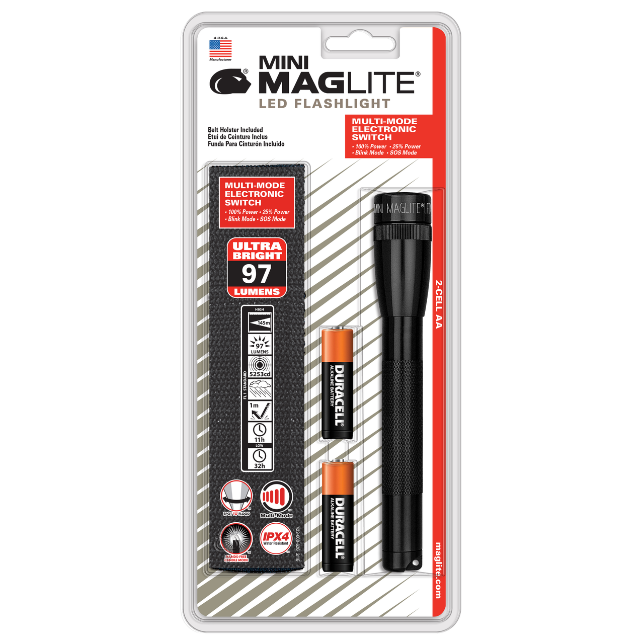 SP22 Mini Maglite 2 AA-Cell LED Flashlight w/ Holster
