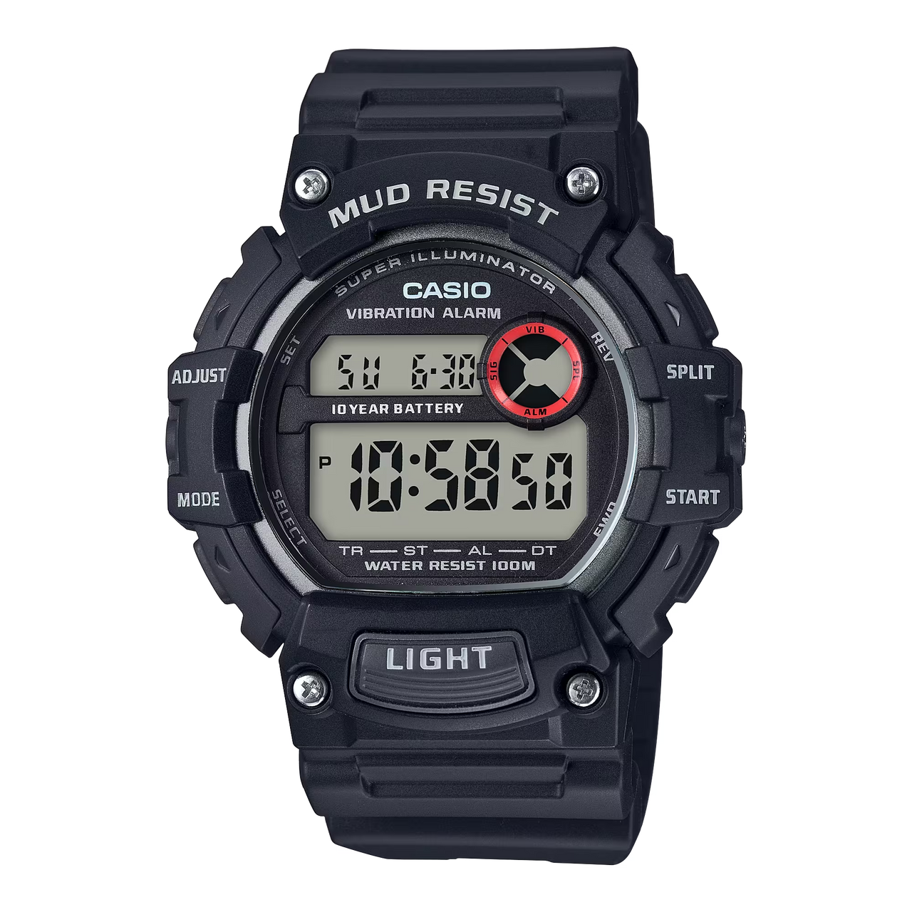 Casio Mud-Resistant Digital Watch w/ Vibration Alarm