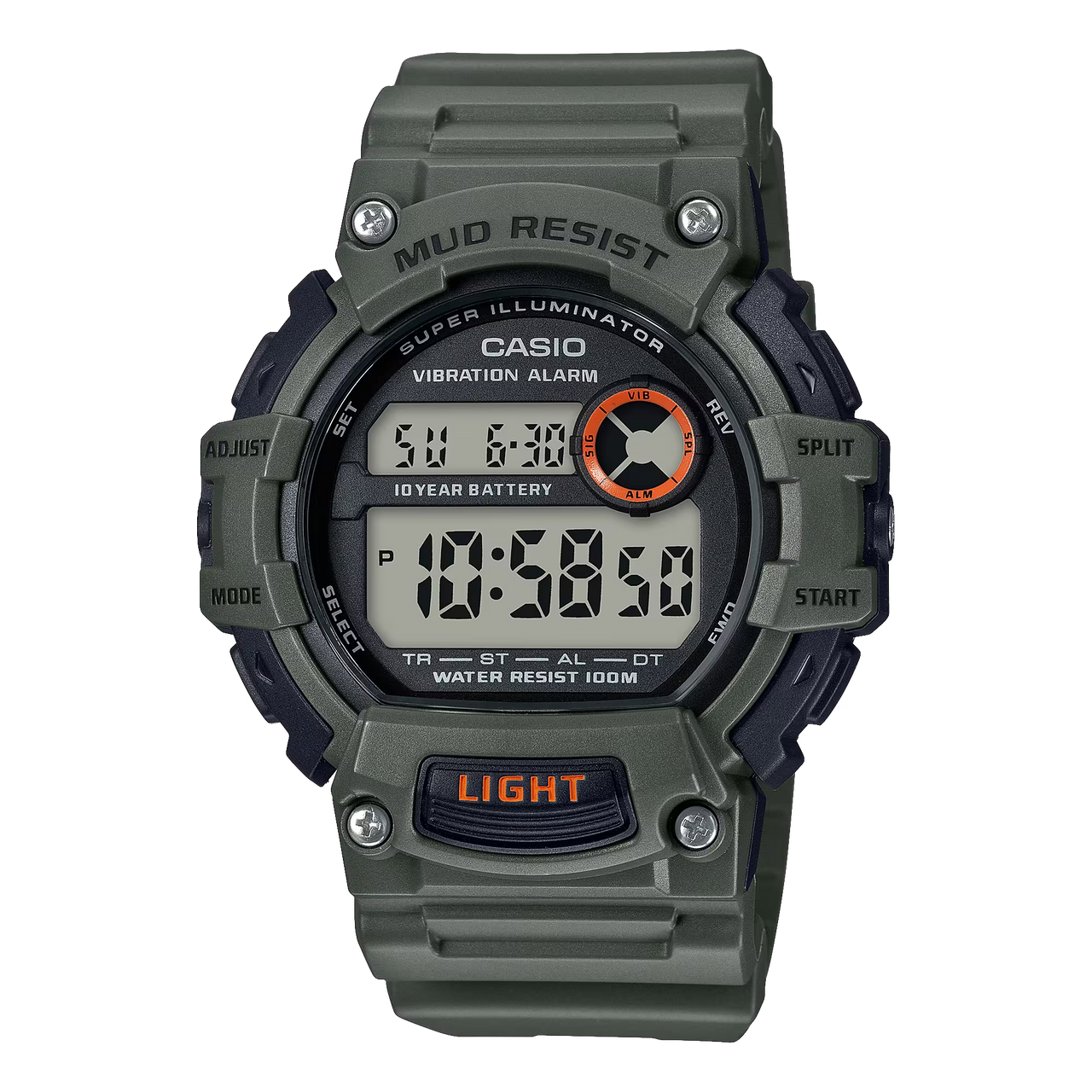 Casio Mud-Resistant Digital Watch w/ Vibration Alarm