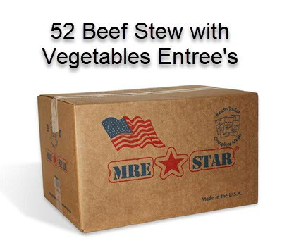 MRE -  Beef Stew with Vegetables - Case of 52 Entree's only.