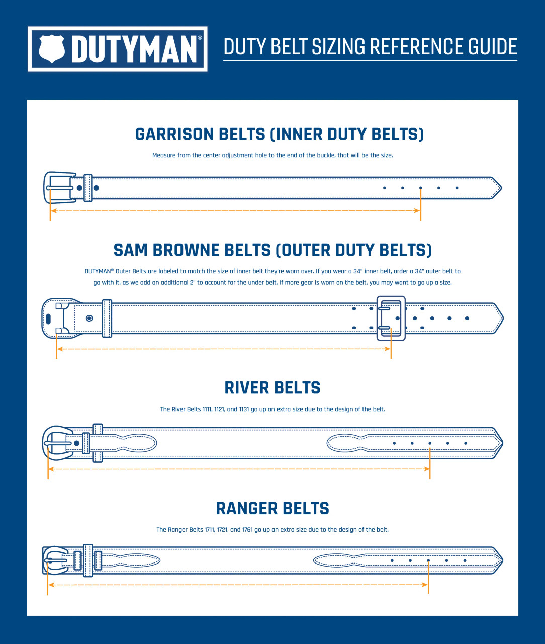 Dutyman 2-1/4" High-Gloss Leather Sam Browne 2-Row Stitch Duty Belt with Silver or Gold Buckle