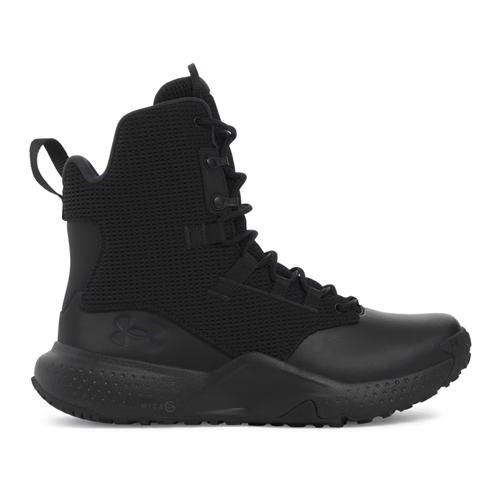 Under Armour Men's Stellar Tactical Boots, black high-top tactical boots with a durable design and cushioned sole for outdoor and tactical use.