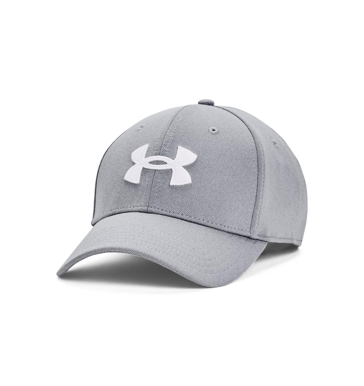 Under Armour Men's Blitzing Hat/Cap, Gray baseball cap with a curved brim and a white Under Armour logo on the front.