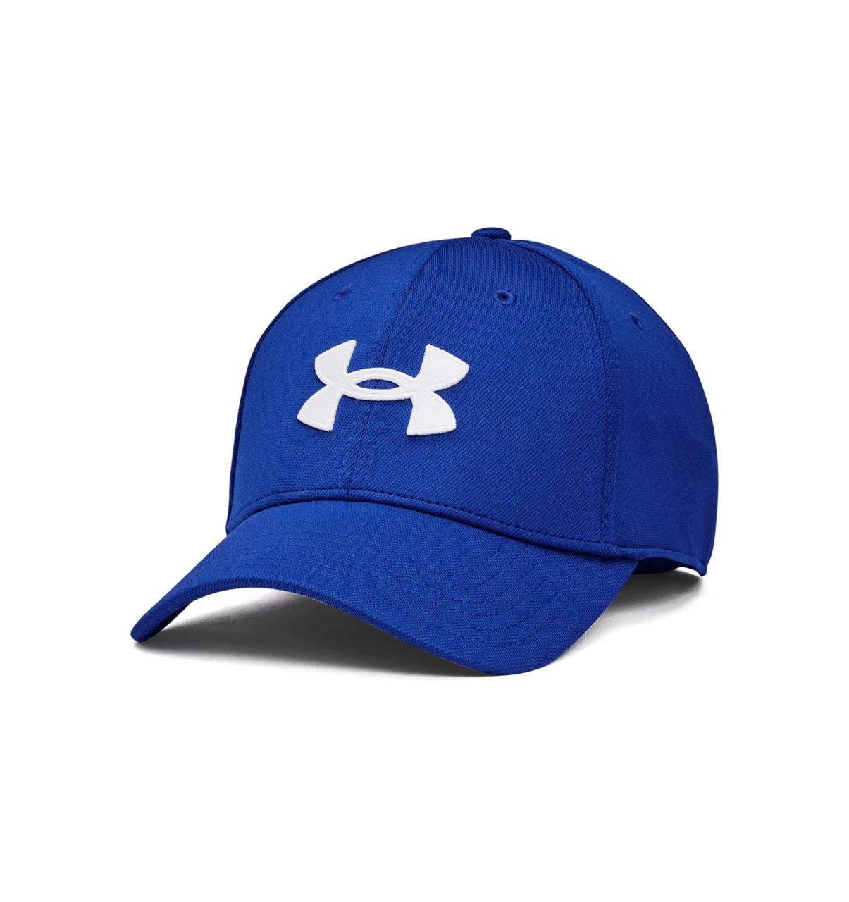 Under Armour Men's Blitzing Hat/Cap, blue sports cap with white Under Armour logo on front.