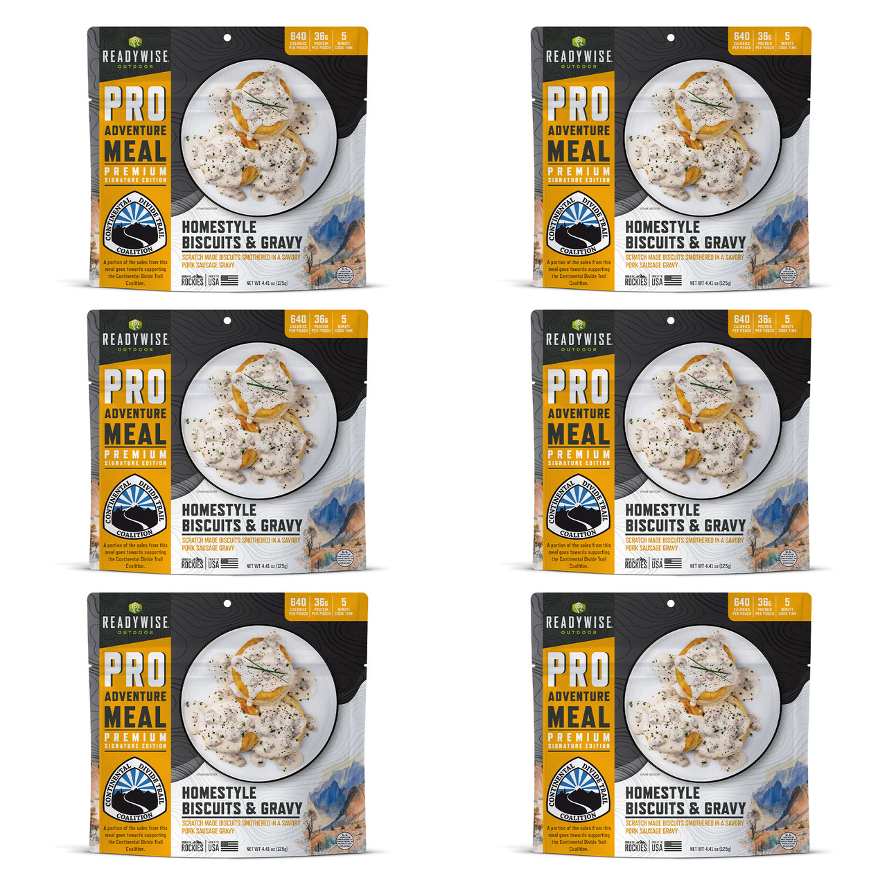 6 Pack ReadyWise Pro Adventure Meal Homestyle Biscuits & Gravy with Sausage