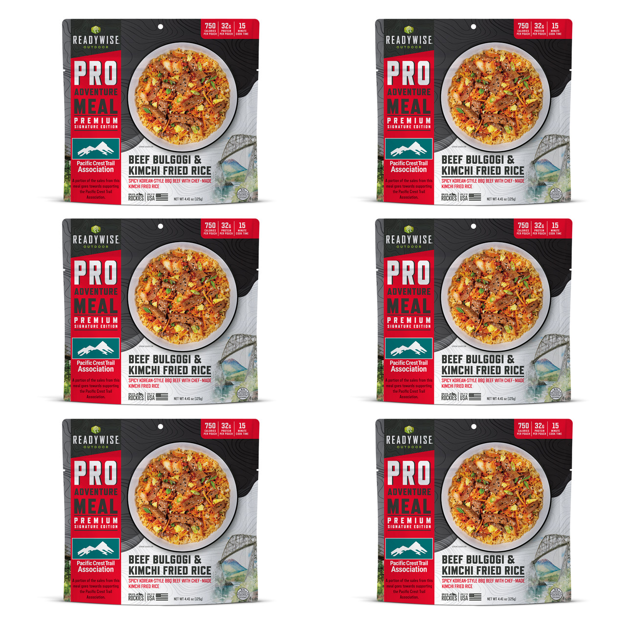 6 Pack ReadyWise Pro Adventure Meal Beef Bulgogi and Kimchi Fried Rice