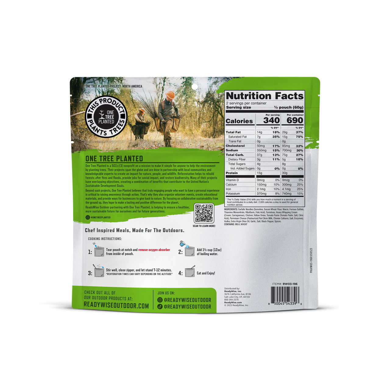 6 Pack ReadyWise Pro Adventure Meal Farfalle alla Vodka with Chicken