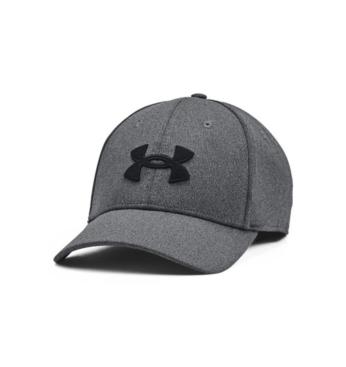 Under Armour Men's Blitzing Hat/Cap, gray athletic baseball cap with black Under Armour logo on front.