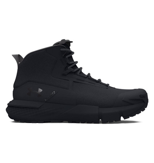 Under Armour Valsetz Mid Tactical Boots – Men’s Lightweight Duty Boot, black tactical hiking and work boots with robust sole and ankle support.
