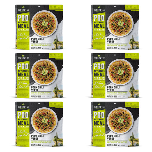 6 Pack ReadyWise Pro Adventure Meal Pork Chile Verde