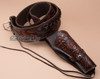 36" Tooled leather gun belt and holster (Not Included)
