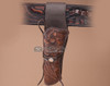 Western left handed tooled leather holster.