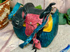Multicolored Hand Tooled Leather Saddle Purse