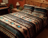 Southwestern Sherpa Comforter Bed Set -Tan & Turquoise