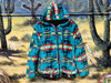 Native Inspired Sherpa Hoodie -Teal
