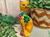 Mexican Hand Painted Clay Pottery Cat Lantern