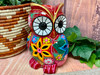 Mexican Hand Painted Clay Pottery Owl Lantern