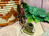 Native American Red Beaded Standing Antler Pipe