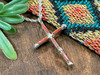 Sterling Silver Cross Necklace -Red Coral