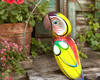 Hand painted hanging pottery bird