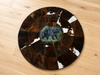 Round Western Painted Cow Hide Rug -Bear