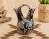 Navajo Horse Hair Pottery Wedding Vase -Kokopelli