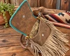 Crossbody bag with laced flap