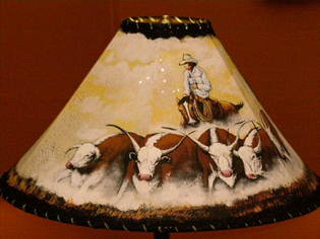Southwest Painted Leather Lamp Shades - A Decorator's Choice