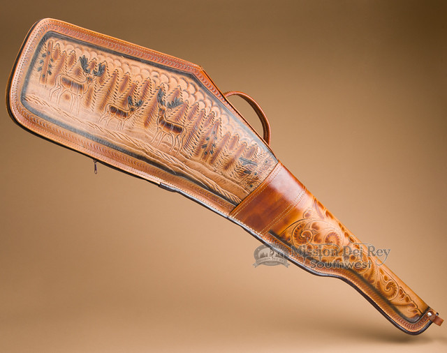 Western Tooled Leather Rifle Case 48" Stags (s4) Mission Del Rey Southwest