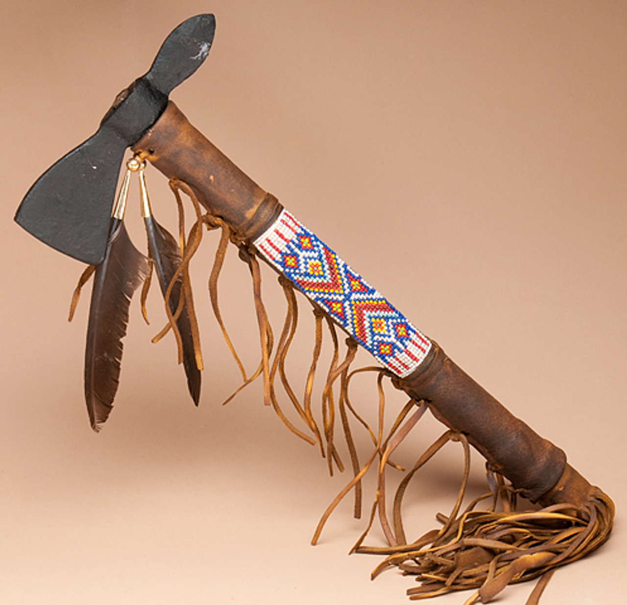 Old Style Antiqued Beaded Tomahawk 16" (t96) - Mission Del Rey Southwest