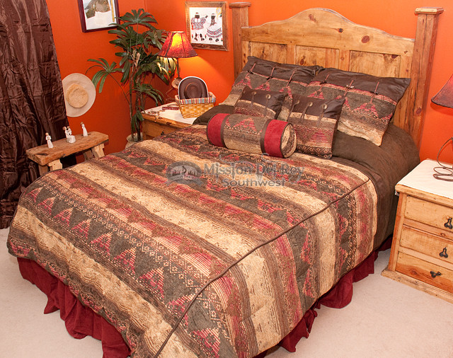 4 piece Queen Size Southwest Design Luxury Comforter Set.