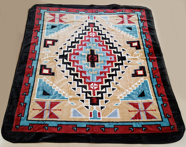 Southwest Queen Size Blanket 79"x94" Navajo Tan (bl42) Mission Del