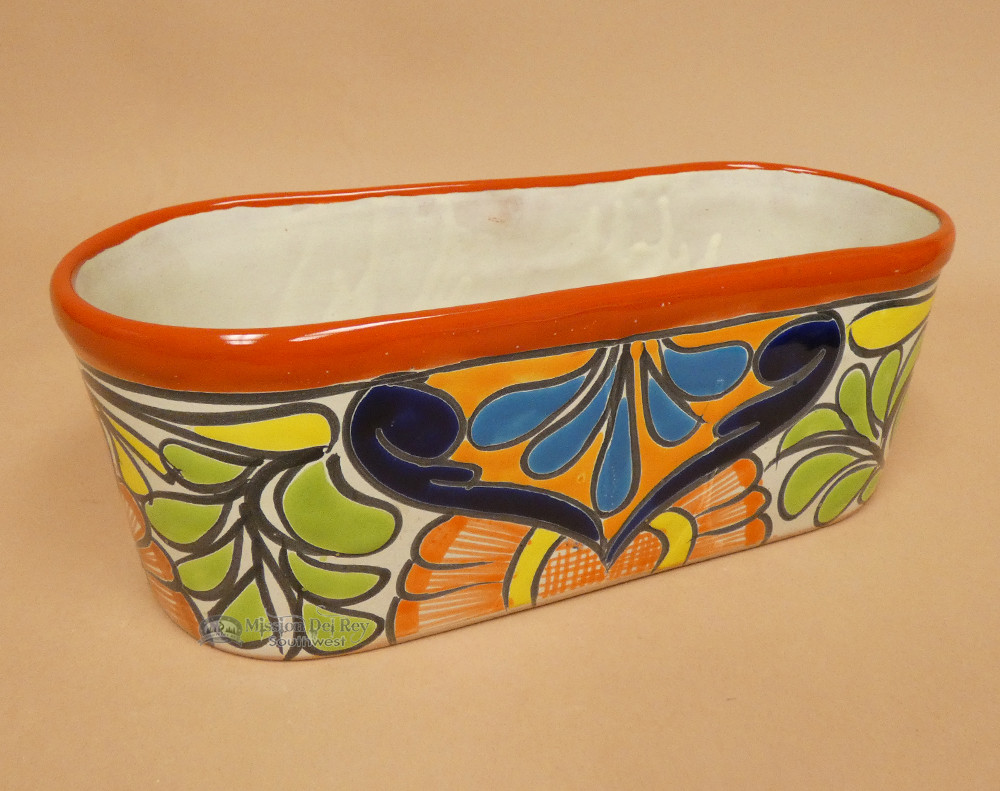Rustic Hand Painted Talavera Planter 13.5" Mission Del Rey Southwest