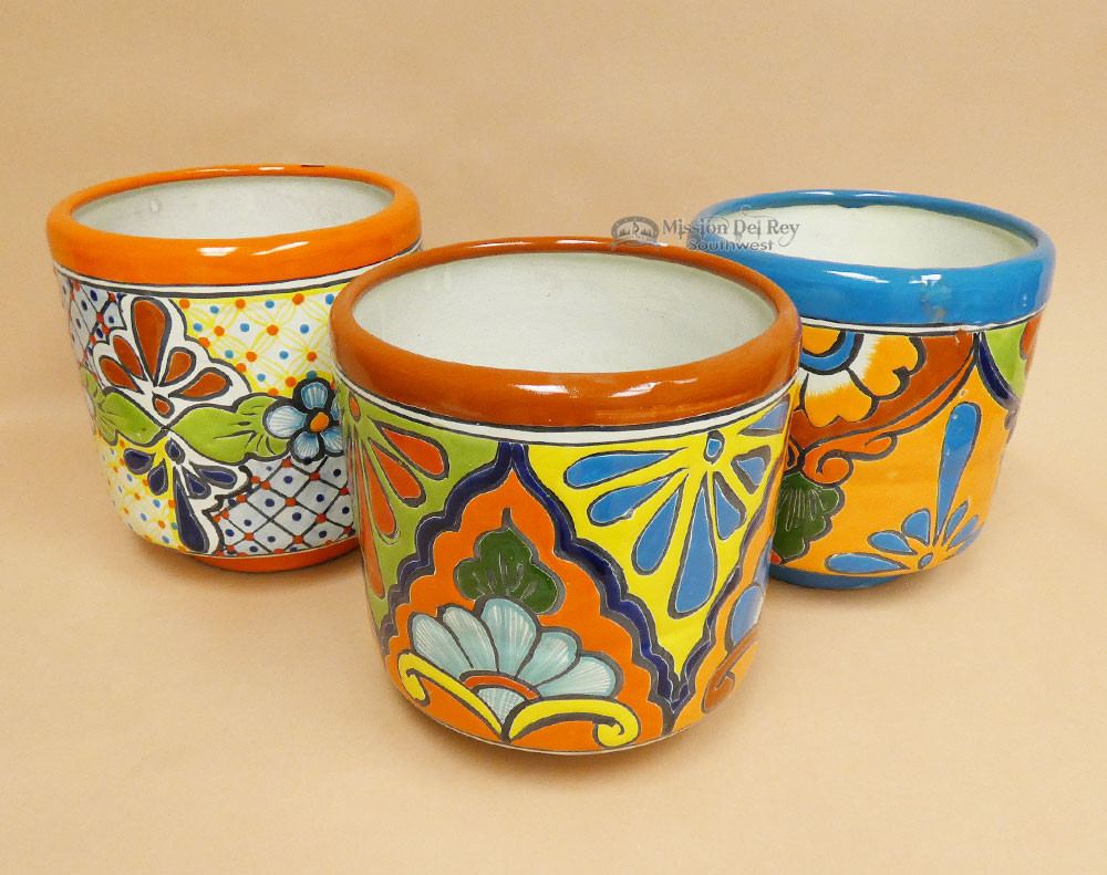 Assorted Hand Painted Talavera Planter 10" (33bc548) Mission Del Rey