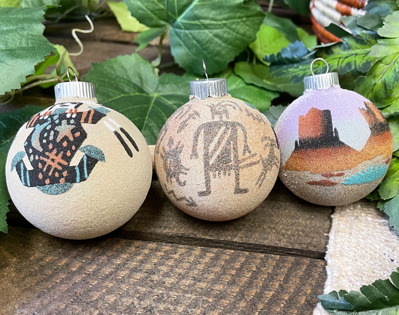 Navajo Sand Painted Christmas Ornaments 3 Set (65bc171) Mission Del