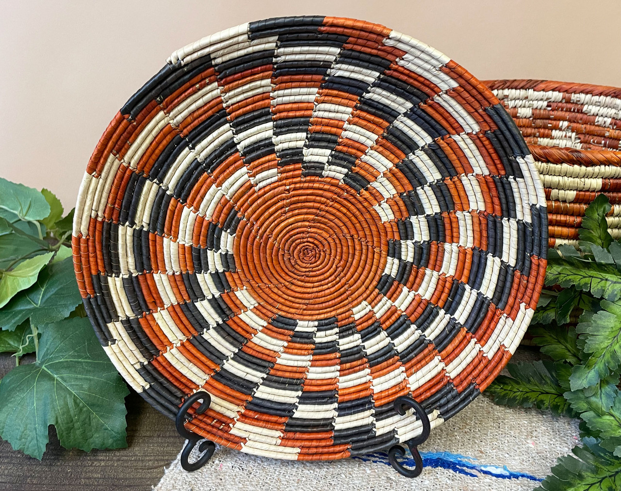 Hand Coiled Basket & Stand 12.25 (b6) - Mission Del Rey Southwest