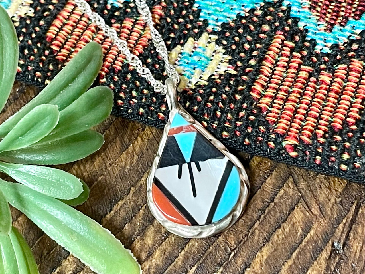 Native American Silver Pendant Necklace 20