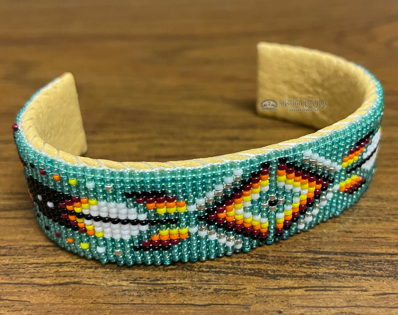 Beaded Leather and Suede Cuff Bracelet Handmade in Guatemala - Geometr –  GlobeIn