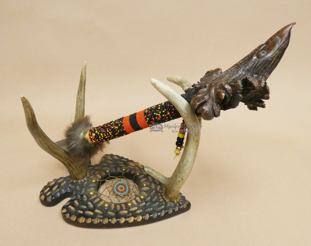 Country Traditions Original Carving カナダ Creek Indian Carved Knife & Antler Stand -Eagle (ks13) - Mission