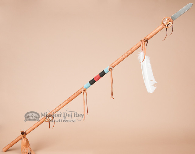 Saddle Buckskin Beaded Tigua Indian Lance 54" (L21) Mission Del Rey