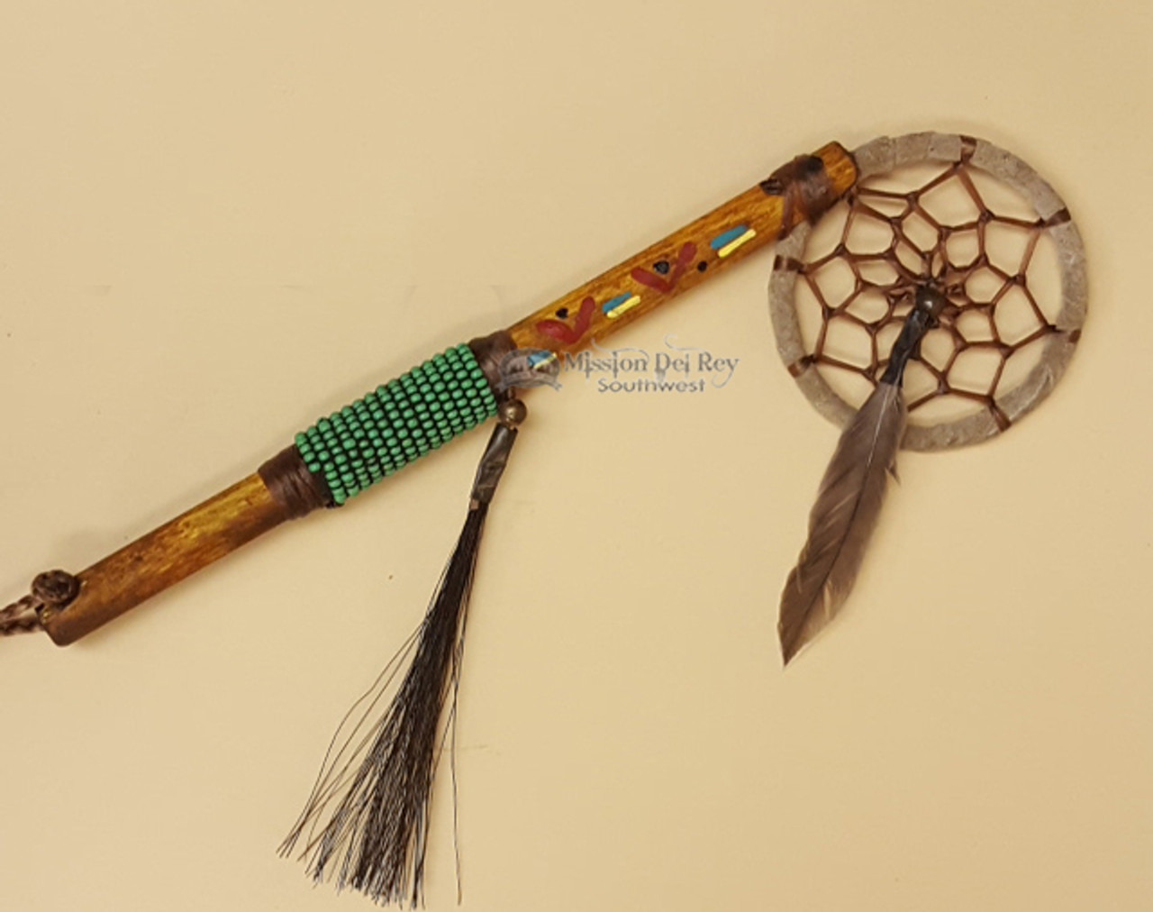 Native American Made Ceremonial Talking Stick with Crystal